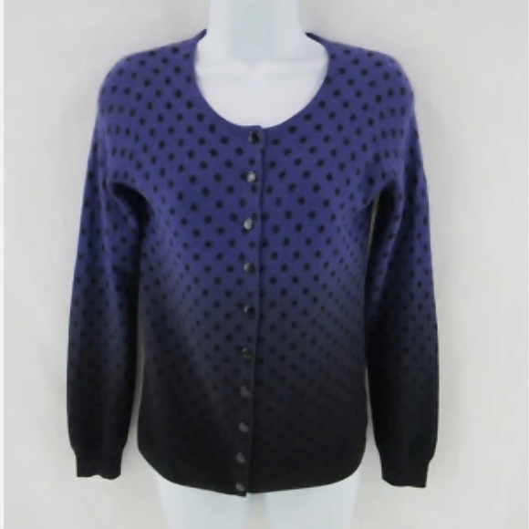 Cashmere Purple Polka Dot Ombre Women's Cardigan Large C by Bloomindales - Picture 4 of 7